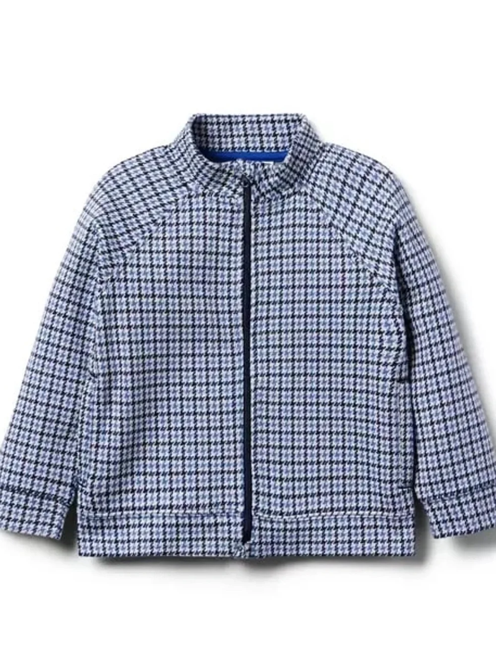 Janie and Jack Blue and Navy Plaid Kids Pajama Set - Zip Jacket & Jogger Pants